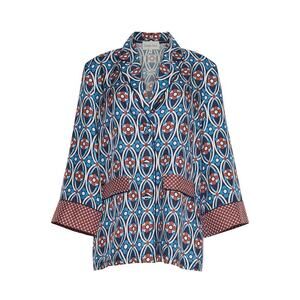 NWT Cara Cara Venezia Jacket Retro Daisy Print Silk Blend Button S